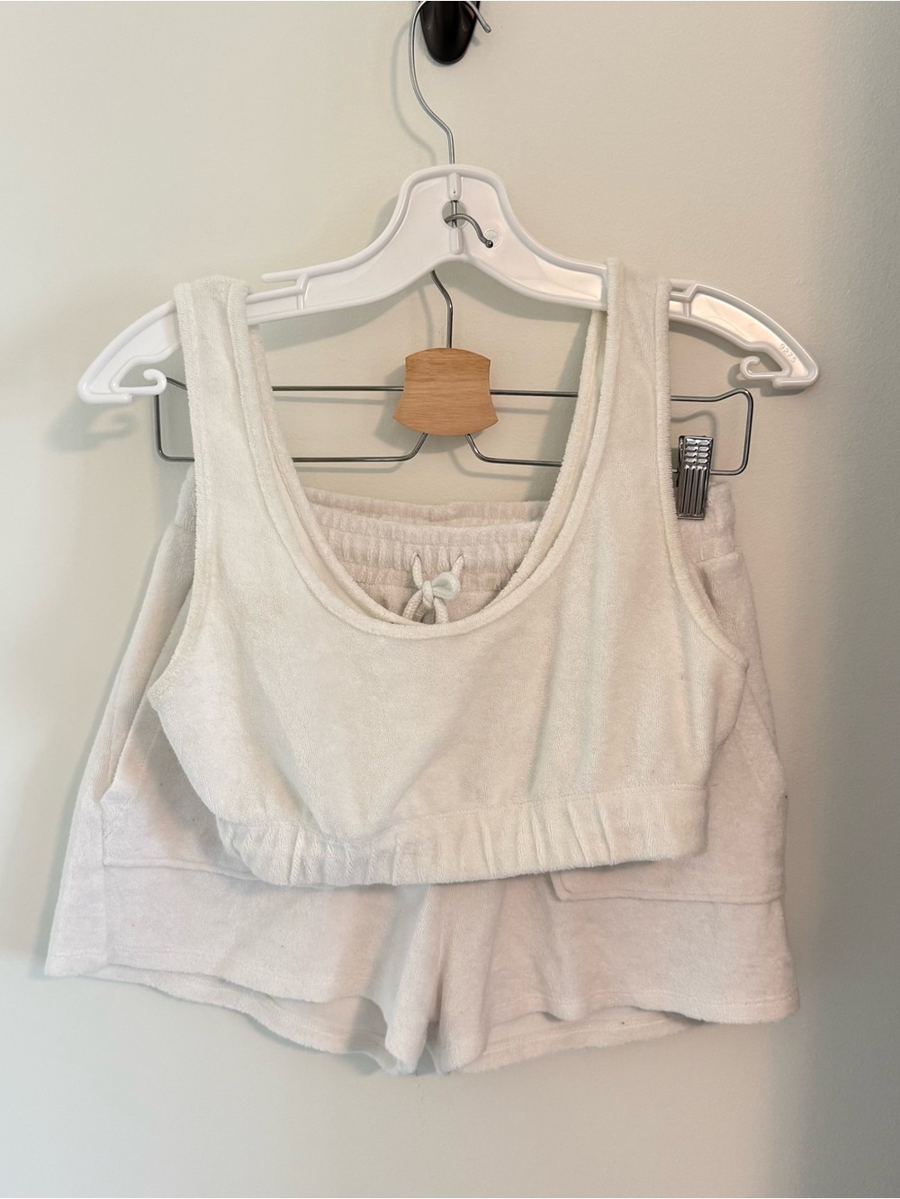 White Terry Crop Tank & Shorts Set